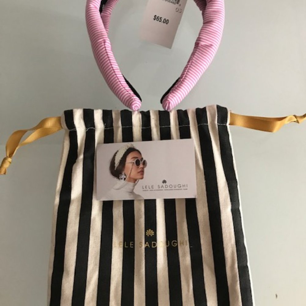 LELE SADOUGHI Pink Striped Petite Knot Headband - Picture 3 of 7